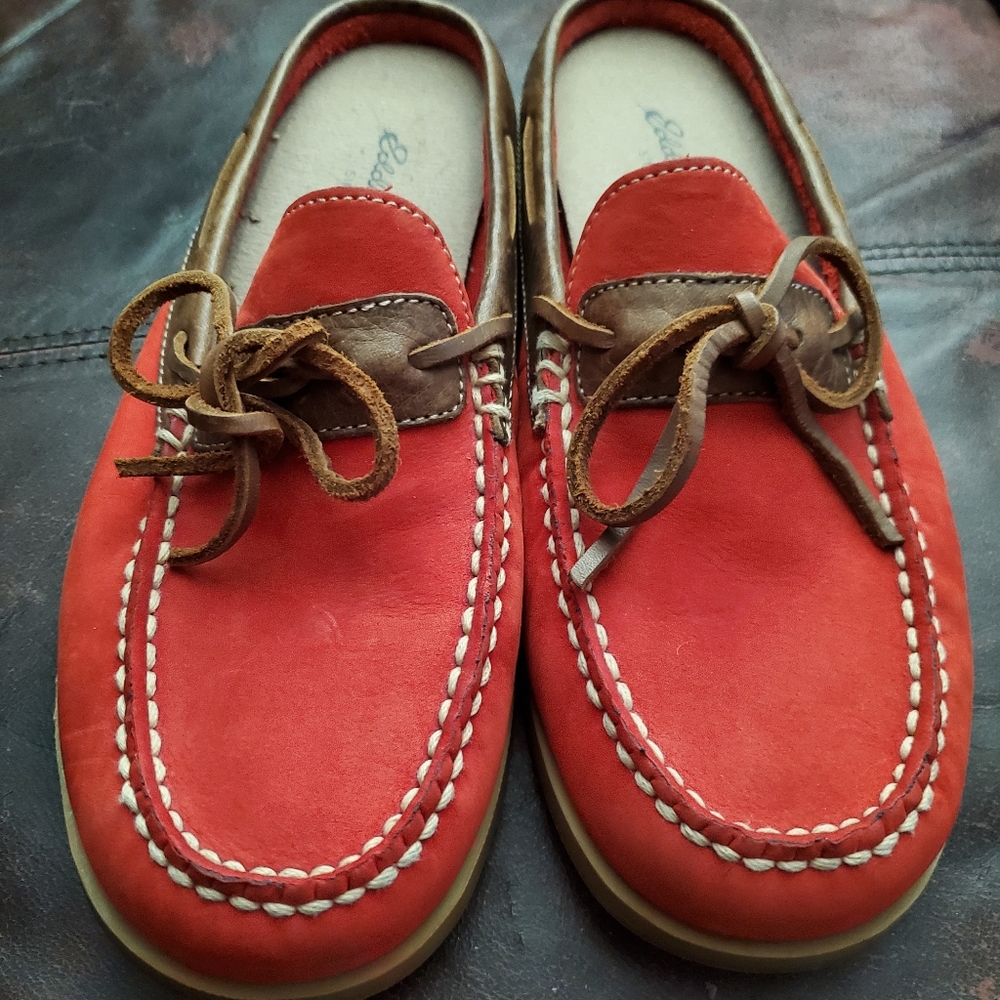 ◇ Eddie Bauer Red Leather& Suede slip on, sz 9